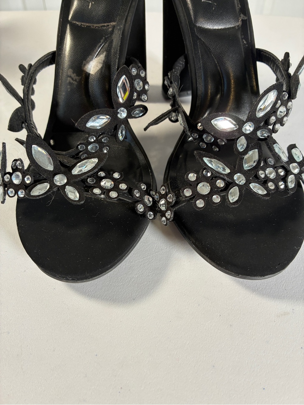 Wild Diva Lounge MORRIS-631 Rhinestone Wrap Block Heel Sandals 7.5 - Picture 5 of 10